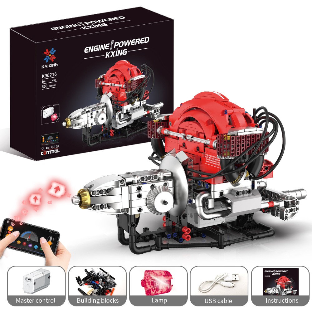 Kids Education App Free - K96216 868PCS Simulatie Kever Motorblokken Model