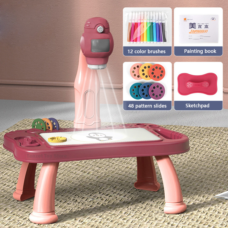 Kids Education Desk - Kinderen Led Projector Kunst Tekening Tafel