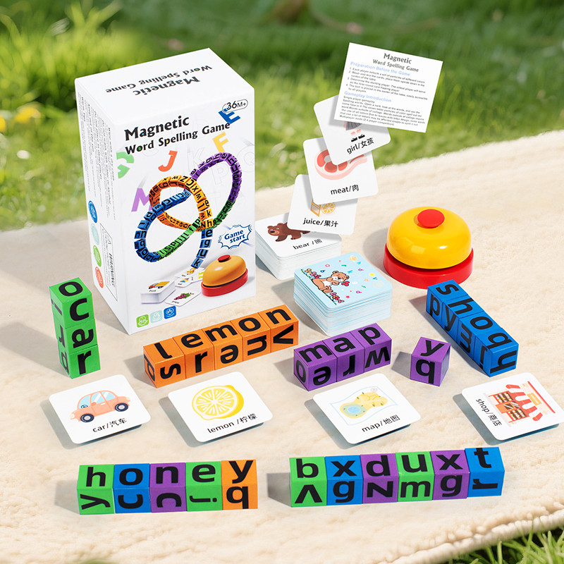 Kids Educational Games Learn English - 4 Spelers Kinderen Magnetische Spelling Woordkubus