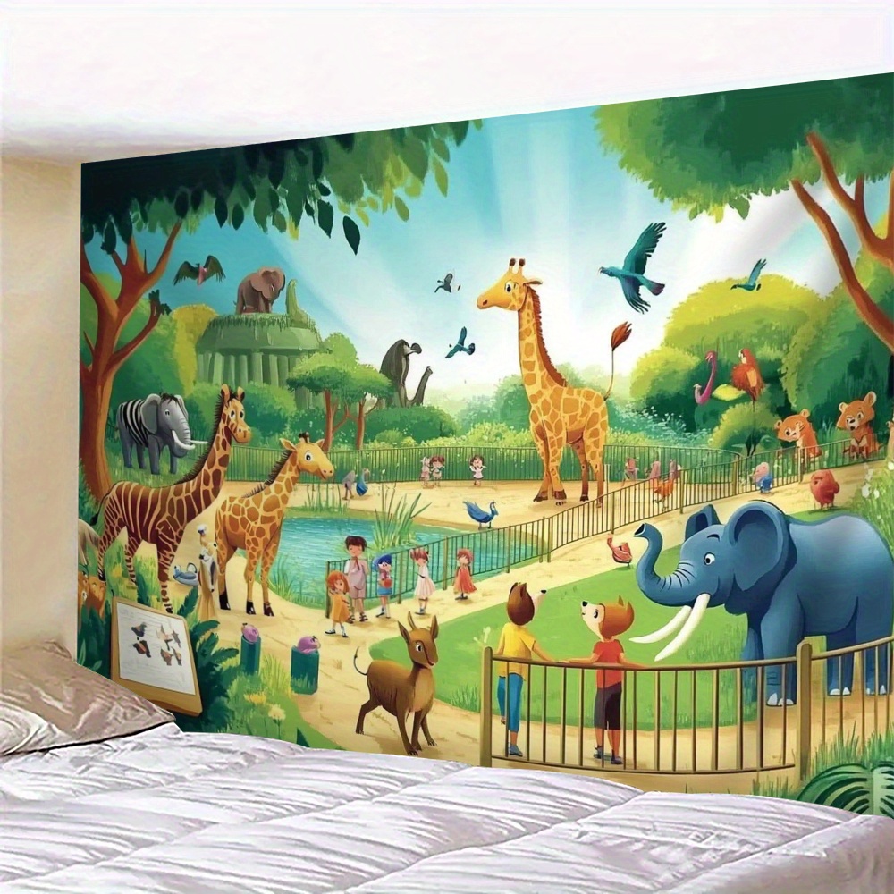Background For Kids Education - 1pc Cartoon Dierentuin Dieren Giraffe Olifant