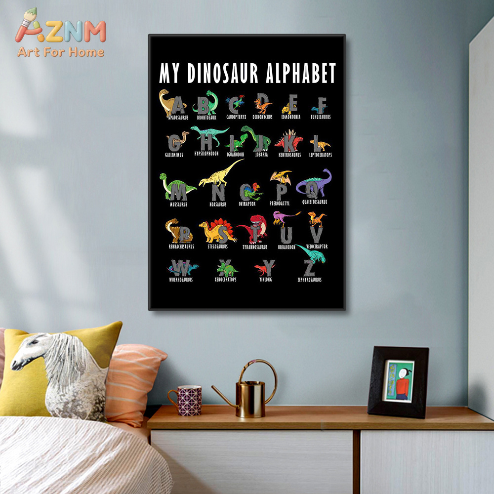 AZNM Dinosaur Alphabet Canvas  - Background For Kids Education recensie en prijs