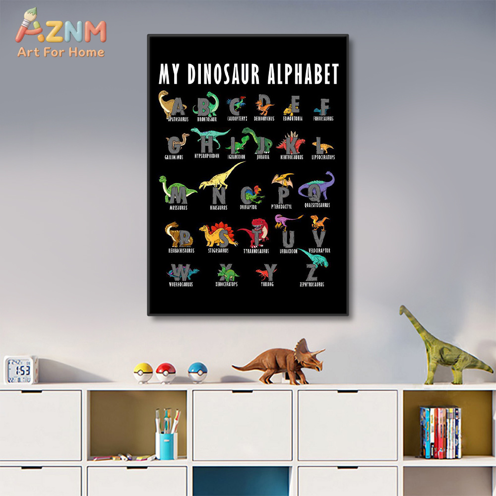 AZNM Dinosaur Alphabet Canvas  - Background For Kids Education recensie en prijs