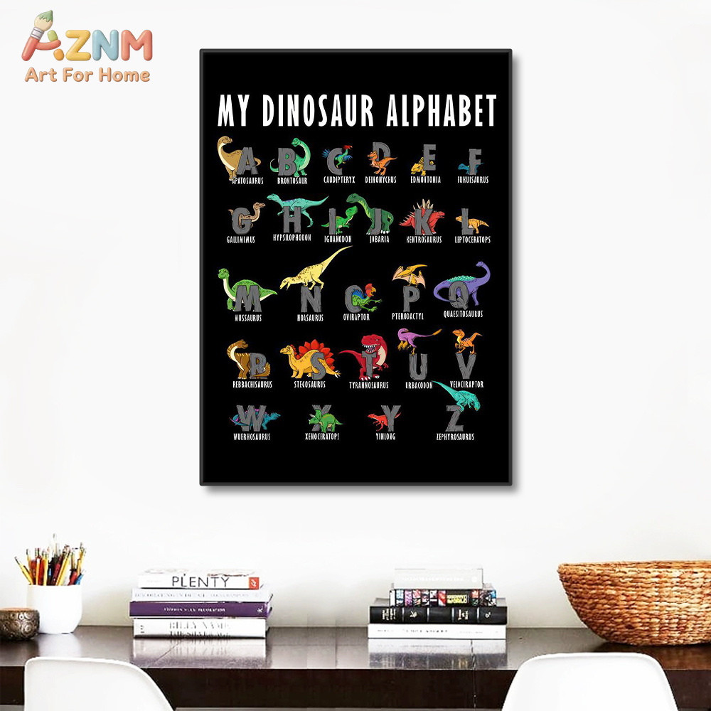 AZNM Dinosaur Alphabet Canvas  - Background For Kids Education recensie en prijs