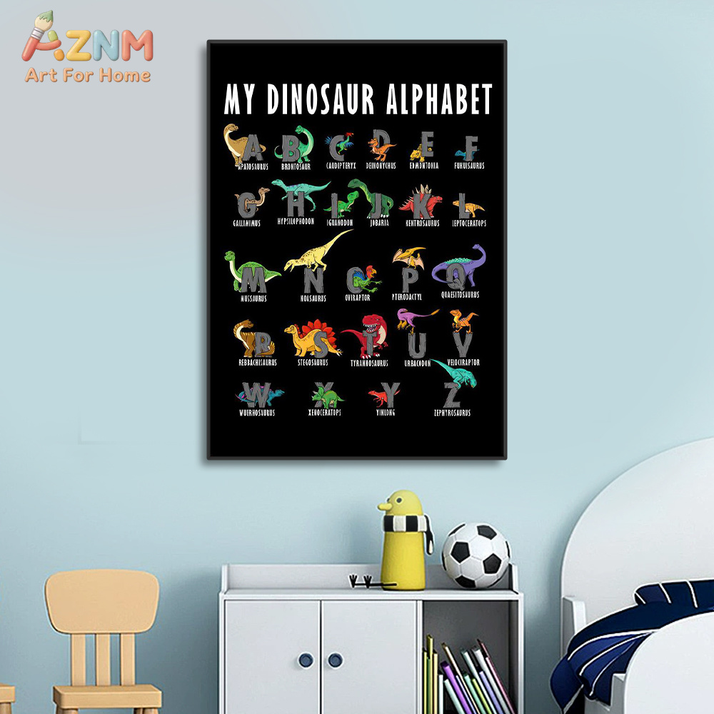 AZNM Dinosaur Alphabet Canvas  - Background For Kids Education recensie en prijs